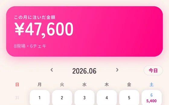 この月に使った金額と日ごとの内訳